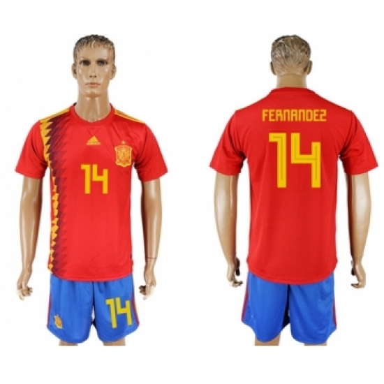 Spain 14 Fernandez Home Soccer Country Jersey