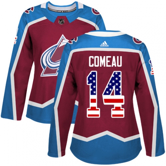 Women's Adidas Colorado Avalanche 14 Blake Comeau Authentic Burgundy Red USA Flag Fashion NHL Jersey