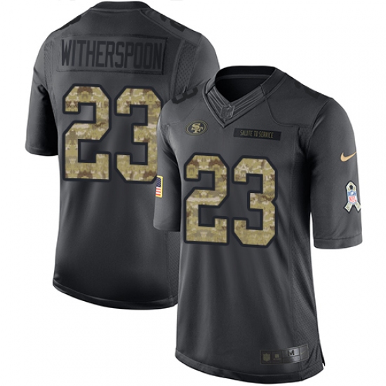 Men's Nike San Francisco 49ers 23 Ahkello Witherspoon Limited Black 2016 Salute to Service NFL Jersey