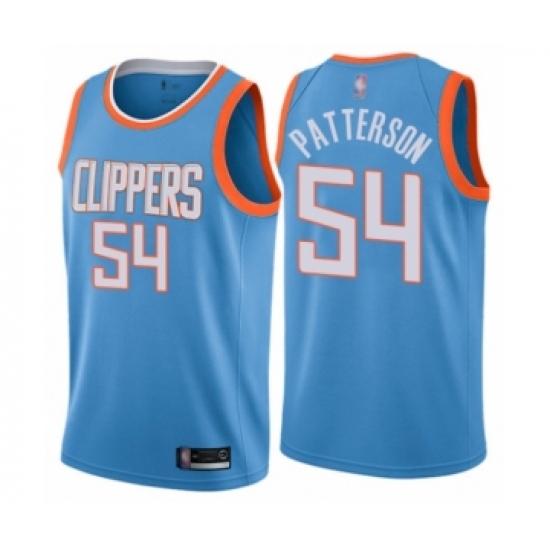 Men's Los Angeles Clippers 54 Patrick Patterson Authentic Blue Basketball Jersey - City Edition