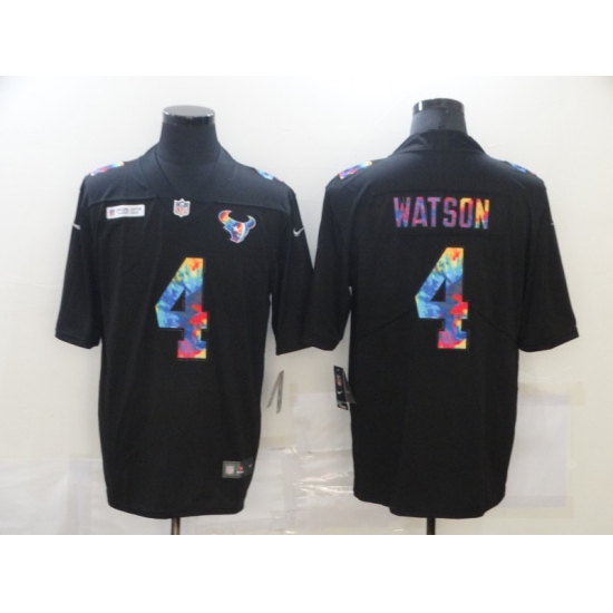 Men's Houston Texans 4 Deshaun Watson Rainbow Version Nike Limited Jersey