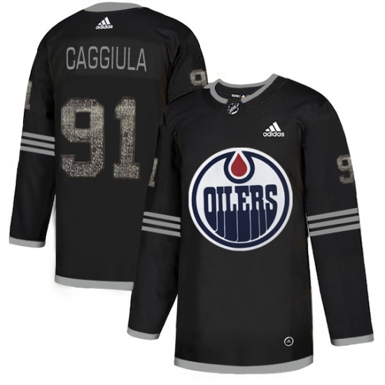 Men's Adidas Edmonton Oilers 91 Drake Caggiula Black Authentic Classic Stitched NHL Jersey