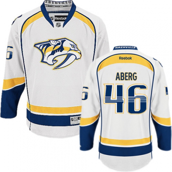 Youth Reebok Nashville Predators 46 Pontus Aberg Authentic White Away NHL Jersey