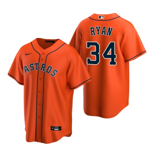 Men's Nike Houston Astros 34 Nolan Ryan Orange Alternate Stitched Baseball Jersey