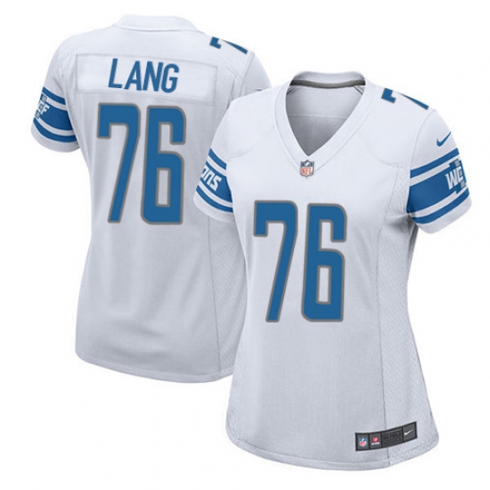 Women's Nike Detroit Lions 76 T.J. Lang Game White NFL Jersey