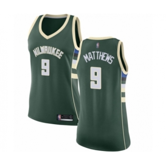 Women's Milwaukee Bucks 9 Wesley Matthews Swingman Green Basketball Jersey - Icon Edition