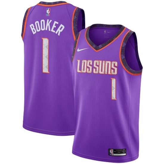 Youth Nike Phoenix Suns 1 Devin Booker Swingman Purple NBA Jersey - 2018 19 City Edition