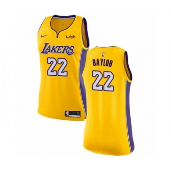 Women's Los Angeles Lakers 22 Elgin Baylor Authentic Gold Home Basketball Jersey - Icon Edition