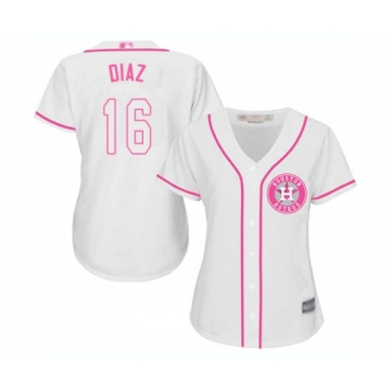 Women's Houston Astros 16 Aledmys Diaz Authentic White Fashion Cool Base Baseball Jersey