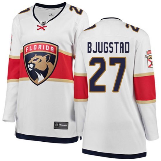 Women's Florida Panthers 27 Nick Bjugstad Authentic White Away Fanatics Branded Breakaway NHL Jersey