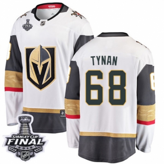 Youth Vegas Golden Knights 68 T.J. Tynan Authentic White Away Fanatics Branded Breakaway 2018 Stanley Cup Final NHL Jersey