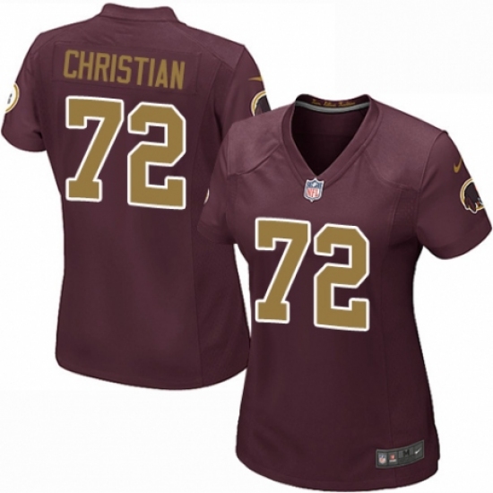 Women's Nike Washington Redskins 72 Geron Christian Game Burgundy Red/Gold Number Alternate 80TH Anniversary NFL Jersey