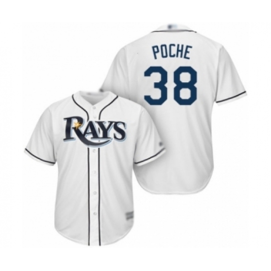 Youth Tampa Bay Rays 38 Colin Poche Authentic White Home Cool Base Baseball Player Jersey