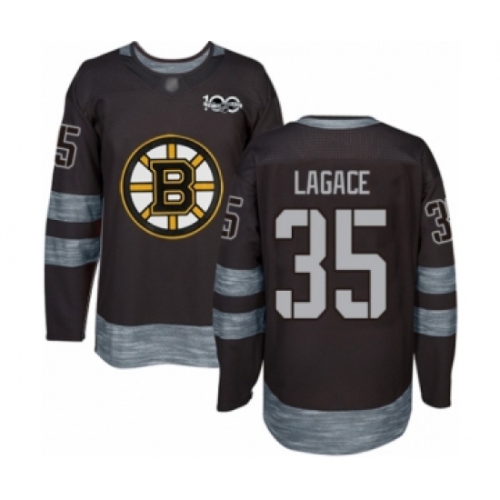 Men's Boston Bruins 35 Maxime Lagace Authentic Black 1917-2017 100th Anniversary Hockey Jersey