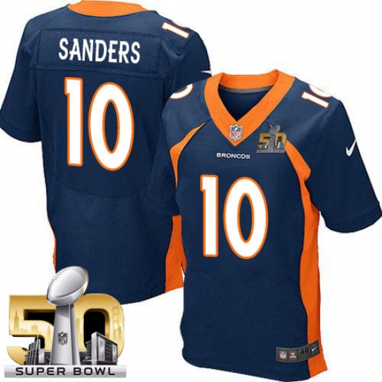 Men's Nike Denver Broncos 10 Emmanuel Sanders Elite Navy Blue Alternate Super Bowl 50 Bound NFL Jersey