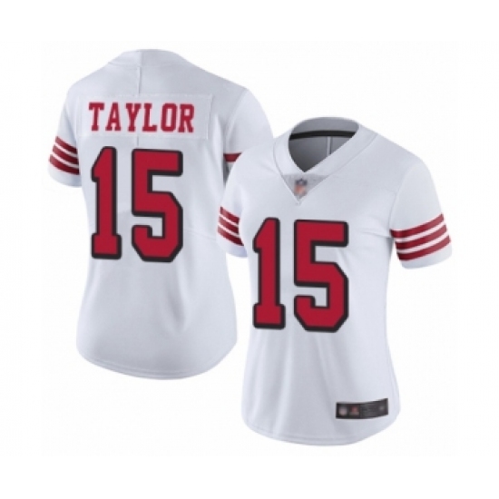 Women's San Francisco 49ers 15 Trent Taylor Limited White Rush Vapor Untouchable Football Jersey