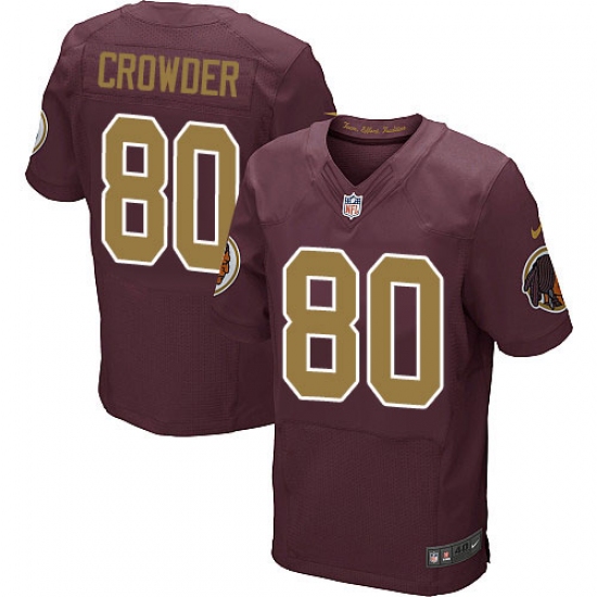 Men's Nike Washington Redskins 80 Jamison Crowder Elite Burgundy Red/Gold Number Alternate 80TH Anniversary NFL Jersey