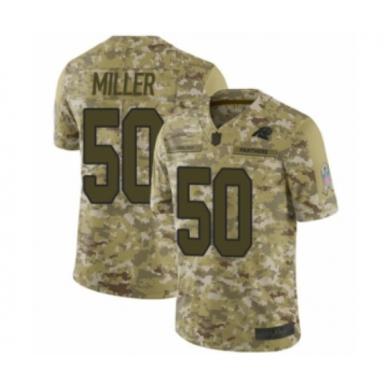Men's Carolina Panthers 50 Christian Miller Limited Camo 2018 Salute to Service Football Jersey