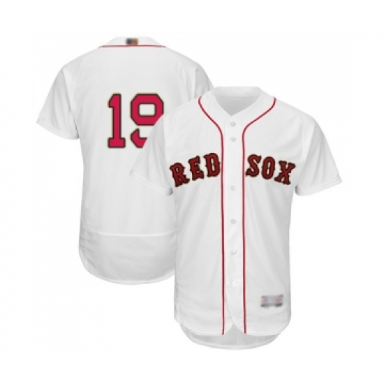 Men's Boston Red Sox 19 Fred Lynn White 2019 Gold Program Flex Base Authentic Collection Baseball Jersey