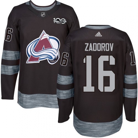 Men's Adidas Colorado Avalanche 16 Nikita Zadorov Authentic Black 1917-2017 100th Anniversary NHL Jersey