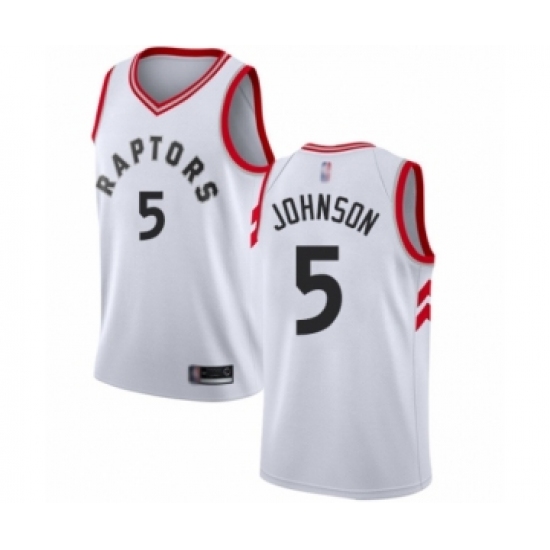 Men's Toronto Raptors 5 Stanley Johnson Authentic White Basketball Jersey - Association Edition