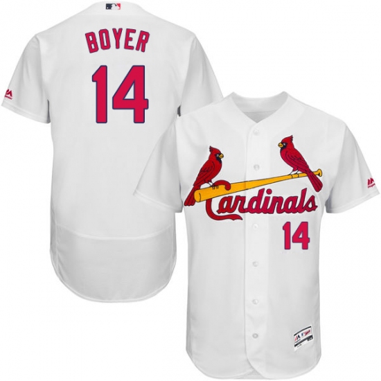 Men's Majestic St. Louis Cardinals 14 Ken Boyer White Home Flex Base Authentic Collection MLB Jersey