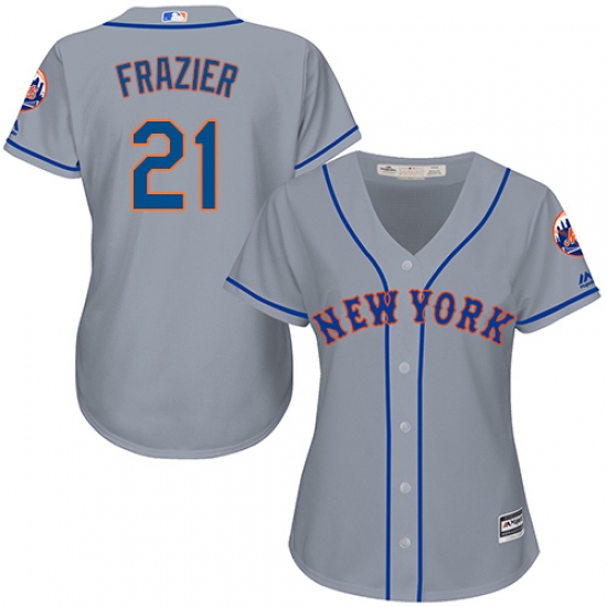 Women's Majestic New York Mets 21 Todd Frazier Authentic Grey Road Cool Base MLB Jersey