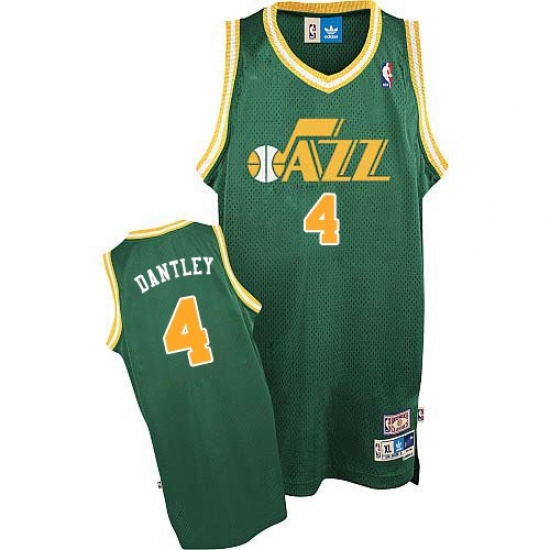 Men's Adidas Utah Jazz 4 Adrian Dantley Authentic Green Throwback NBA Jersey