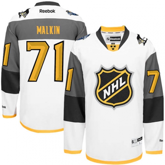 Men's Reebok Pittsburgh Penguins 71 Evgeni Malkin Premier White 2016 All Star NHL Jersey