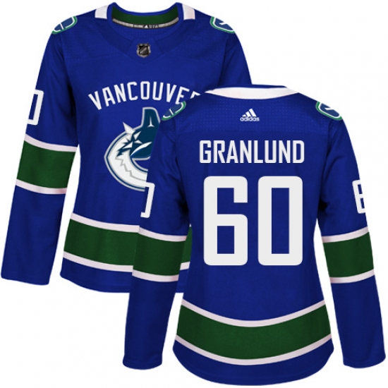 Women's Adidas Vancouver Canucks 60 Markus Granlund Premier Blue Home NHL Jersey