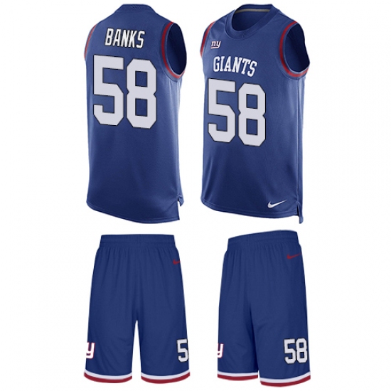 Men's Nike New York Giants 58 Carl Banks Limited Royal Blue Tank Top Suit NFL Jersey