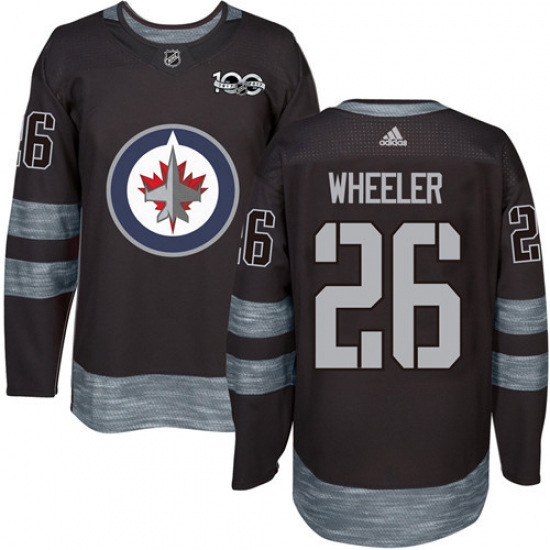 Men's Adidas Winnipeg Jets 26 Blake Wheeler Premier Black 1917-2017 100th Anniversary NHL Jersey