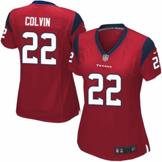 Women's Nike Houston Texans 22 Aaron Colvin Game Red Alternate NFL Jersey