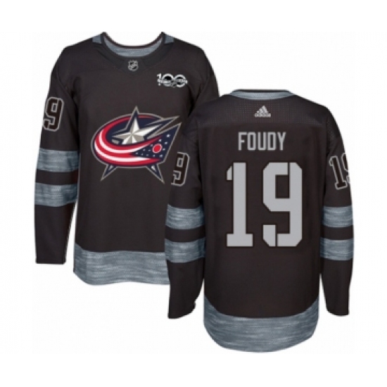 Men's Adidas Columbus Blue Jackets 19 Liam Foudy Authentic Black 1917-2017 100th Anniversary NHL Jersey