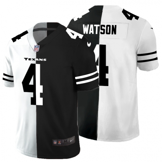 Men's Houston Texans 4 Deshaun Watson Black White Limited Split Fashion Football Jersey