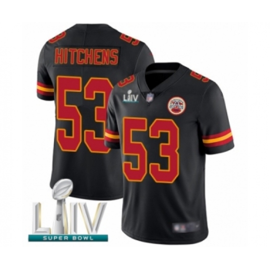 Men's Kansas City Chiefs 53 Anthony Hitchens Limited Black Rush Vapor Untouchable Super Bowl LIV Bound Football Jersey