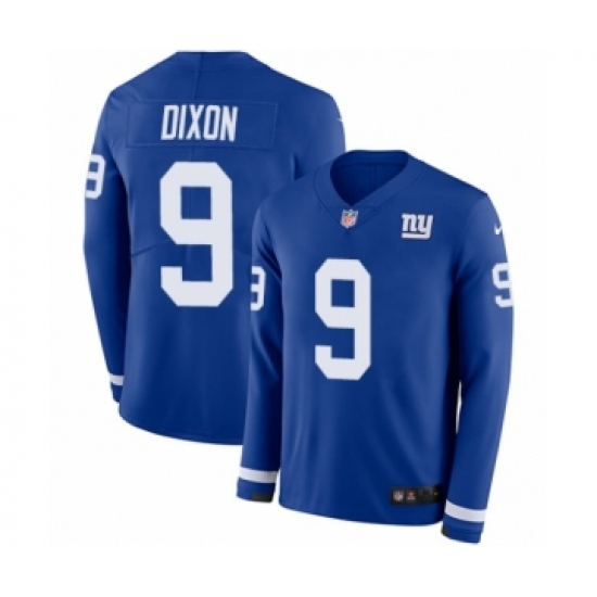 Men's Nike New York Giants 9 Riley Dixon Limited Royal Blue Therma Long Sleeve NFL Jersey