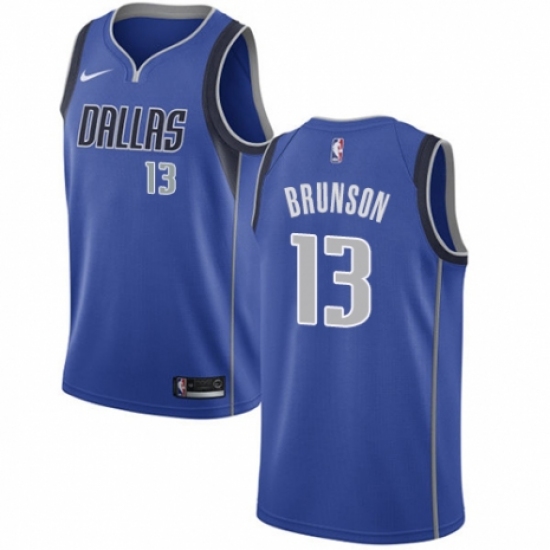 Men's Nike Dallas Mavericks 13 Jalen Brunson Swingman Royal Blue Road NBA Jersey - Icon Edition