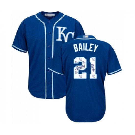 Men's Kansas City Royals 21 Homer Bailey Blue Authentic Blue Team Logo Fashion Cool Base Baseball Jersey