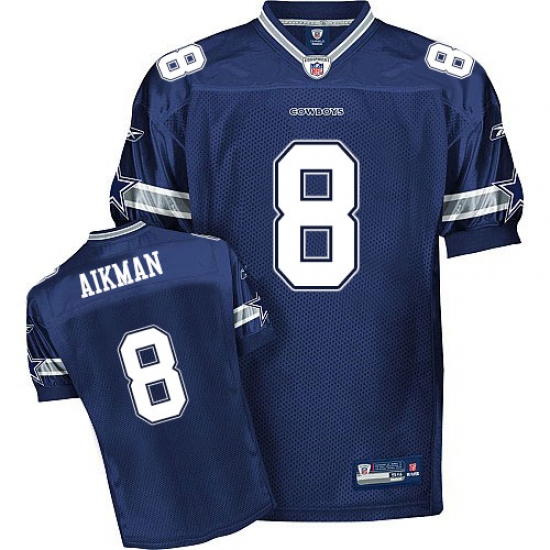 Men's Reebok Dallas Cowboys 8 Troy Aikman Authentic Navy Blue Team Color Throwback NFL Jersey