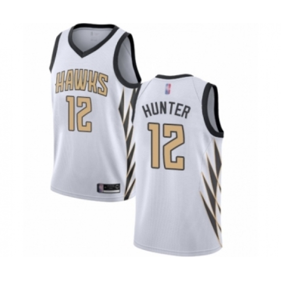 Men's Atlanta Hawks 12 De'Andre Hunter Authentic White Basketball Jersey - City Edition