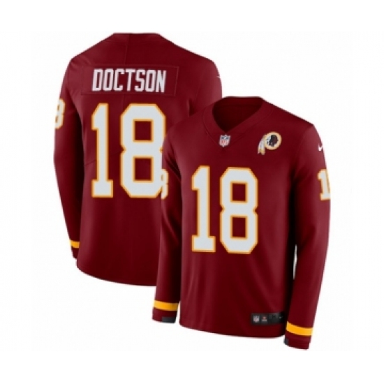 Men's Nike Washington Redskins 18 Josh Doctson Limited Burgundy Therma Long Sleeve NFL Jersey