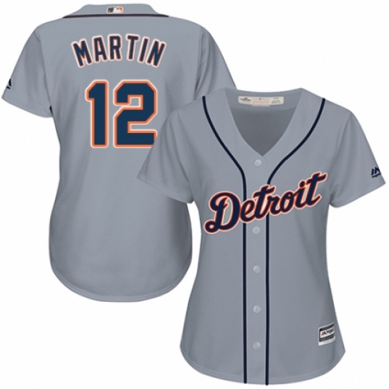 Women's Majestic Detroit Tigers 12 Leonys Martin Authentic Grey Road Cool Base MLB Jersey