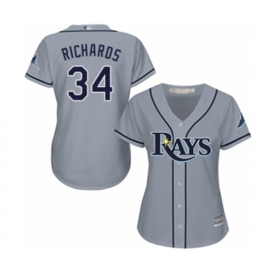 Women's Tampa Bay Rays 34 Trevor Richards Authentic Grey Road Cool Base Baseball Player Jersey