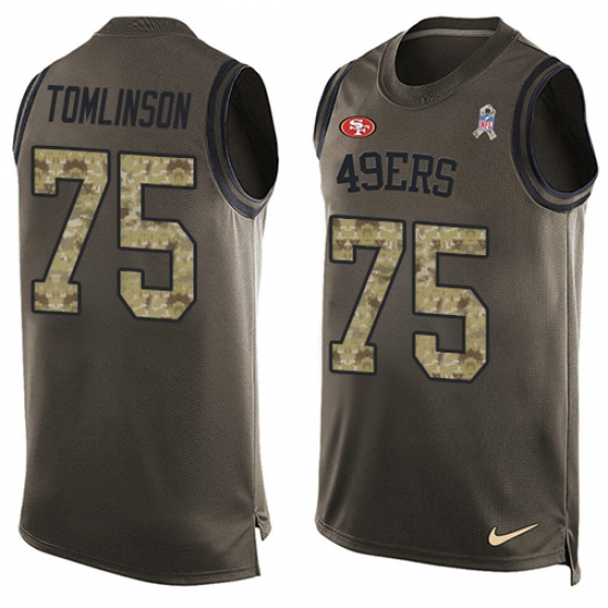 Men's Nike San Francisco 49ers 75 Laken Tomlinson Limited Green Salute to Service Tank Top NFL Jersey