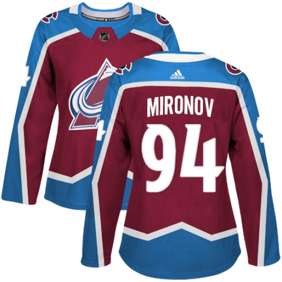 Women's Adidas Colorado Avalanche 94 Andrei Mironov Authentic Burgundy Red Home NHL Jersey