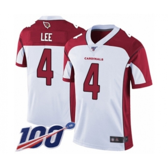 Men's Arizona Cardinals 4 Andy Lee White Vapor Untouchable Limited Player 100th Season Football Jersey