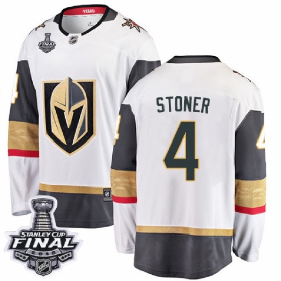 Youth Vegas Golden Knights 4 Clayton Stoner Authentic White Away Fanatics Branded Breakaway 2018 Stanley Cup Final NHL Jersey