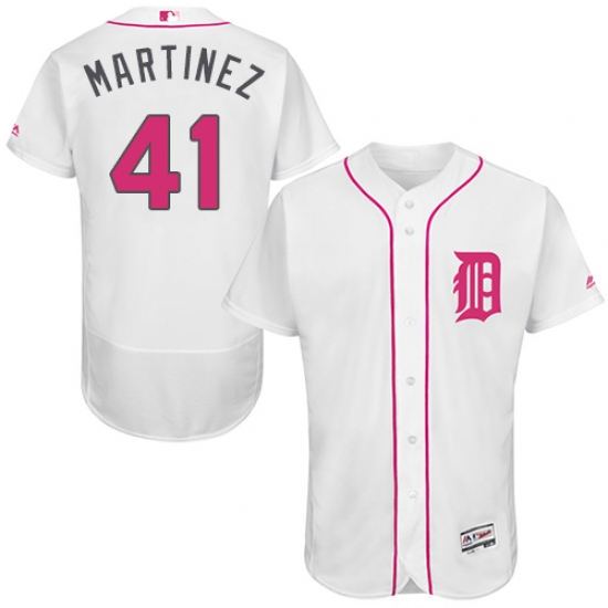 Men's Majestic Detroit Tigers 41 Victor Martinez Authentic White 2016 Mother's Day Fashion Flex Base MLB Jersey