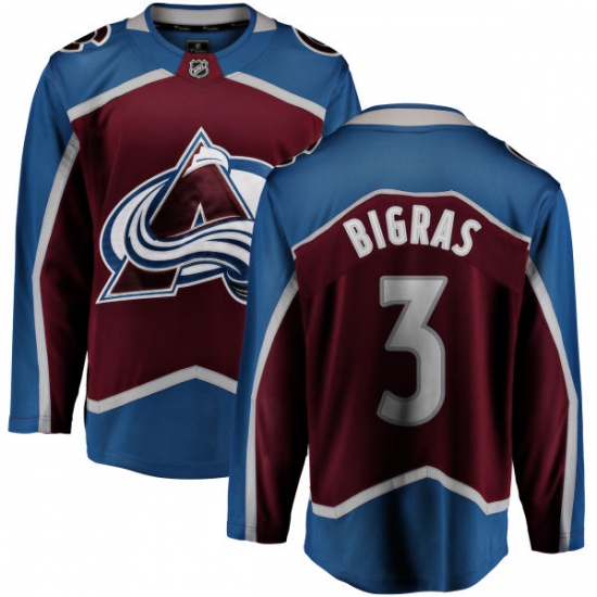 Youth Colorado Avalanche 3 Chris Bigras Fanatics Branded Maroon Home Breakaway NHL Jersey